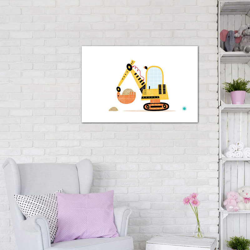 Excavator - impression d'art graphique, Toile tendue, Pas de tapis, H 32 po x l 48 po x 1,5 po