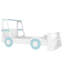 Lit voiture simple avec tablettes de rangement - Lit plateforme pour enfants avec design amusant en forme de voiture, bleu et blanc-1609521827