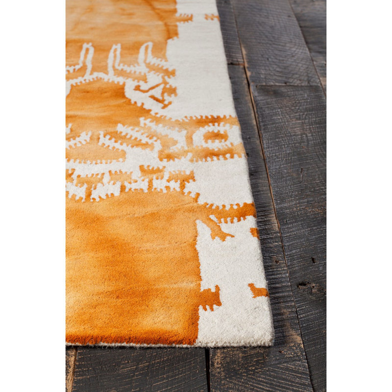 Tapis orange en laine touffeté à la main Cailin, 7 pi 9 po x 10 pi 6 po