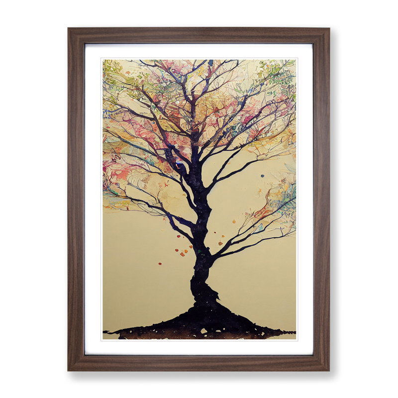 Pastel Tree - Wall Art, 48cm H x 36cm W, Walnut Framed, No Matte