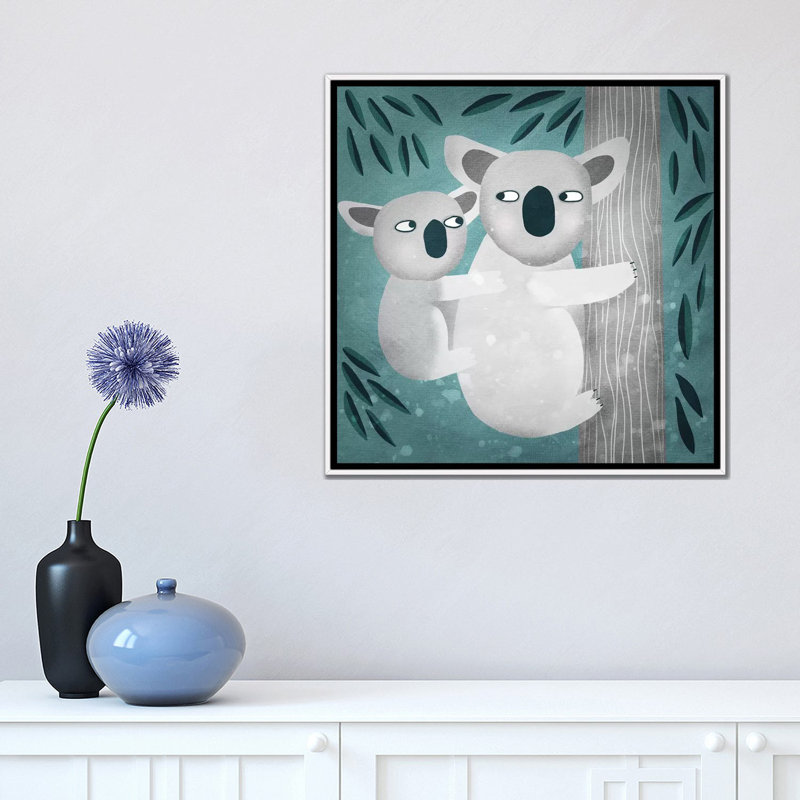 Reproduction d’art « Koala » par Nic squirrell, H 18 po x l 18 po x 1,5 po, Pas de tapis, Toile blanche encadrée