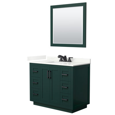 Ensemble de meuble-lavabo simple autoportant 42 po avec plateau en quartz Miranda