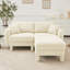 Boucle Fabric Sectional 2-Seater Loveseat Sofa Couch With Distinctive Shell-Shaped Armrests And Removable Ottoman,Cylindrical Legs Wrapped With Self-Fabric,Beige Colour-1451733639-1451733642-1451733641
