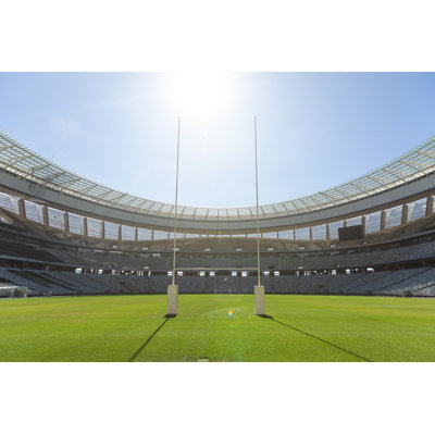 Rugby Goal Post On A Sunny Day In The Stadium - Wrapped Canvas Print