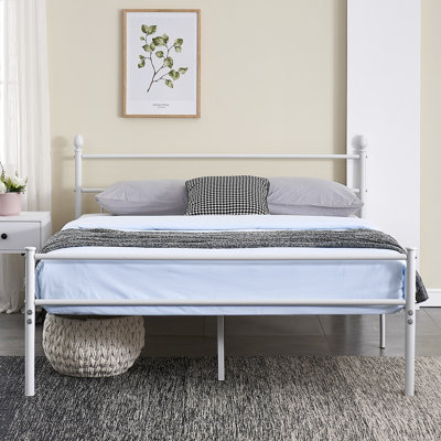 Queen Size Bed Frame, Heavy Duty Metal Bed Frame with Headboard & Footboard, Storage Space Platform Bed No Box Spring Need