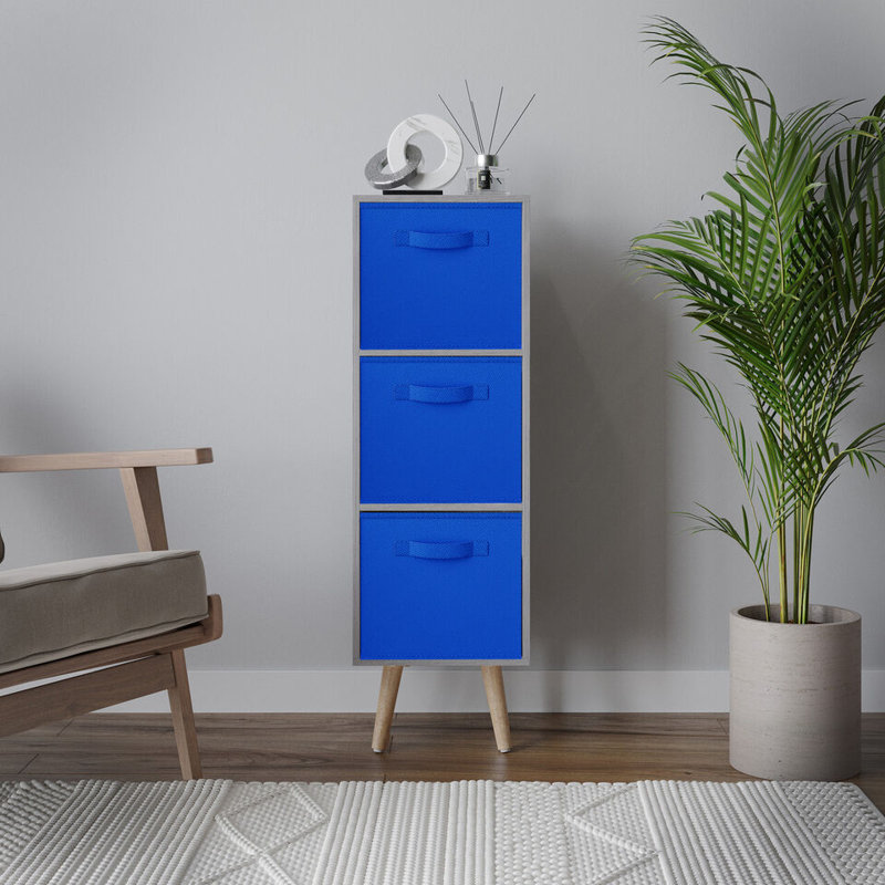 Fika 30cm W 3 - Drawer Chest of Drawers, Dark Blue/Pine