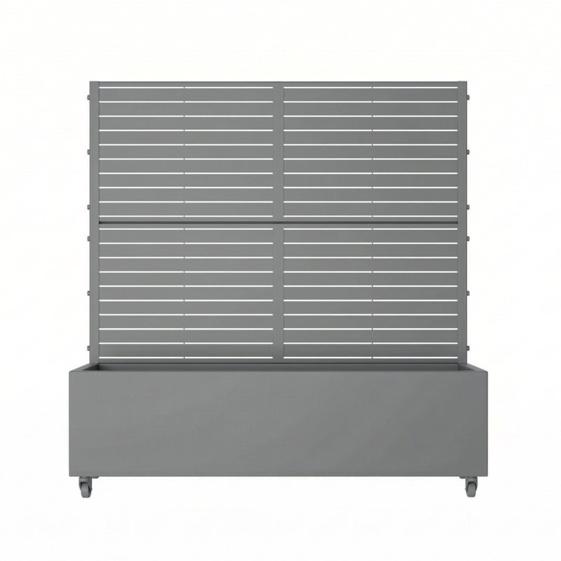 Lit de jardin en métal avec treillis et roues H 4 pi x l 4 pi - gris, Gris