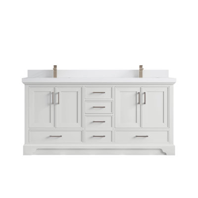 Meuble-lavabo double 72 po avec plateau en quartz Charlotte