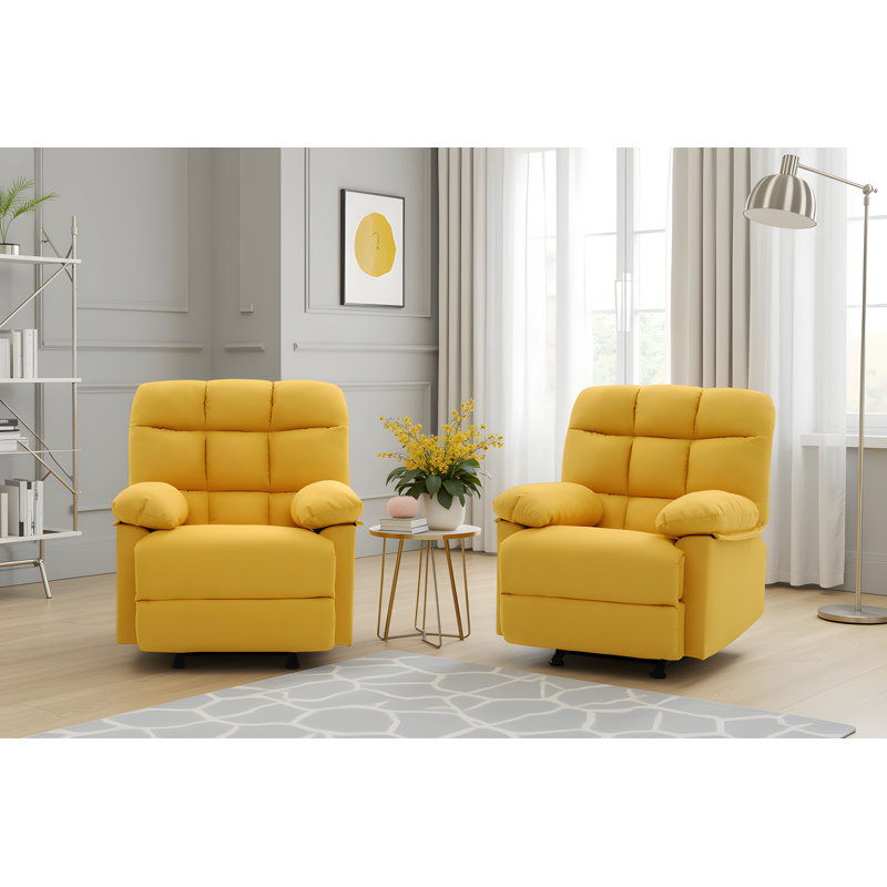 Fauteuil inclinable et berçant en tissu Tampere, Jaune