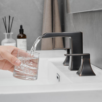 Robinet de salle de bain pour lavabo à 3 trous ORB 8 pouces avec évier escamotable, robinet à deux poignées à levier, robinet de meuble-lavabo et robinet