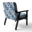 Fauteuil d'appoint rembourré blanc et bleu à motif damas blanc et bleu éclectique