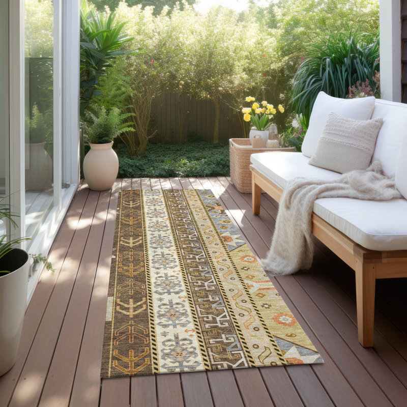 Tapis d'intérieur / extérieur lavable brun Solara , 2'3" x 7'6"