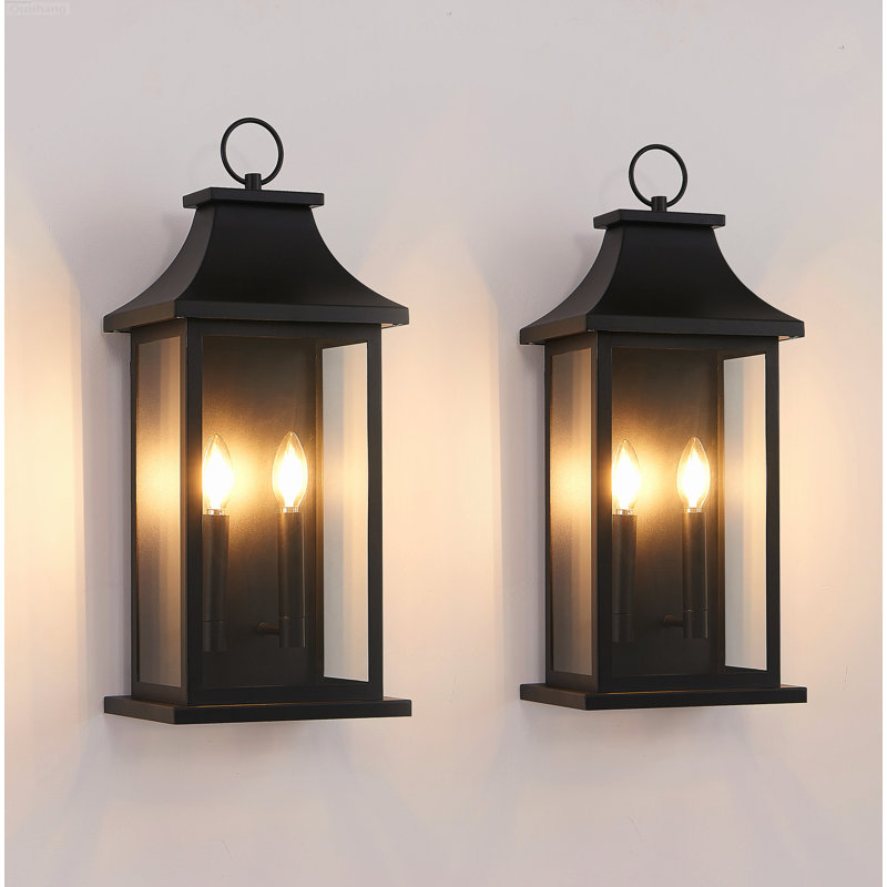 Lanterne murale d'extérieur moderne de 22 pouces à double douille et éclairage à haut dégagement (ensemble de 2), 2-Pack