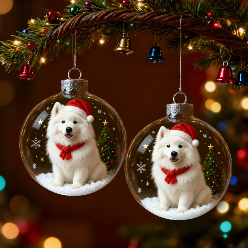 Décoration de Noël Boule de Noël Pendentif arbre de Noël Boule de cristal transparente Cadeau de bijoux Stéréoscopique Transparent petits animaux Décoration sphérique