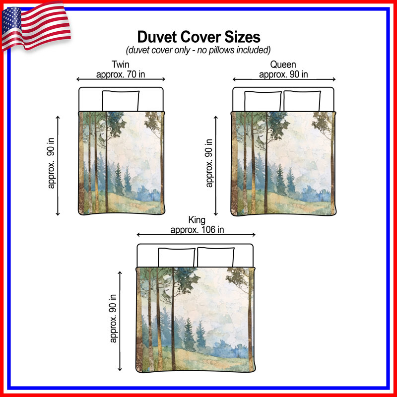 Forest Landscape With Wildflowers Duvet Covers, King