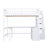 Full Size Loft Bed With Built-In L-Shaped Desk And Three-Tier Storage Shelves,And Attached Storage Staircase, White