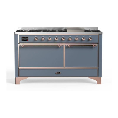 Cuisinière à deux brûleurs 60 pouces avec 9 brûleurs et plaque chauffante ILVE Majestic II Series