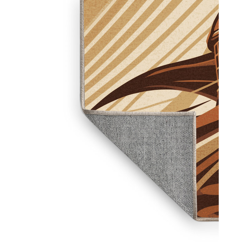 Tapis arc-en-ciel moderne et audacieux brun Sammore à motif lavande lavable à la machine - reliure beige, 2 pi x 3 pi