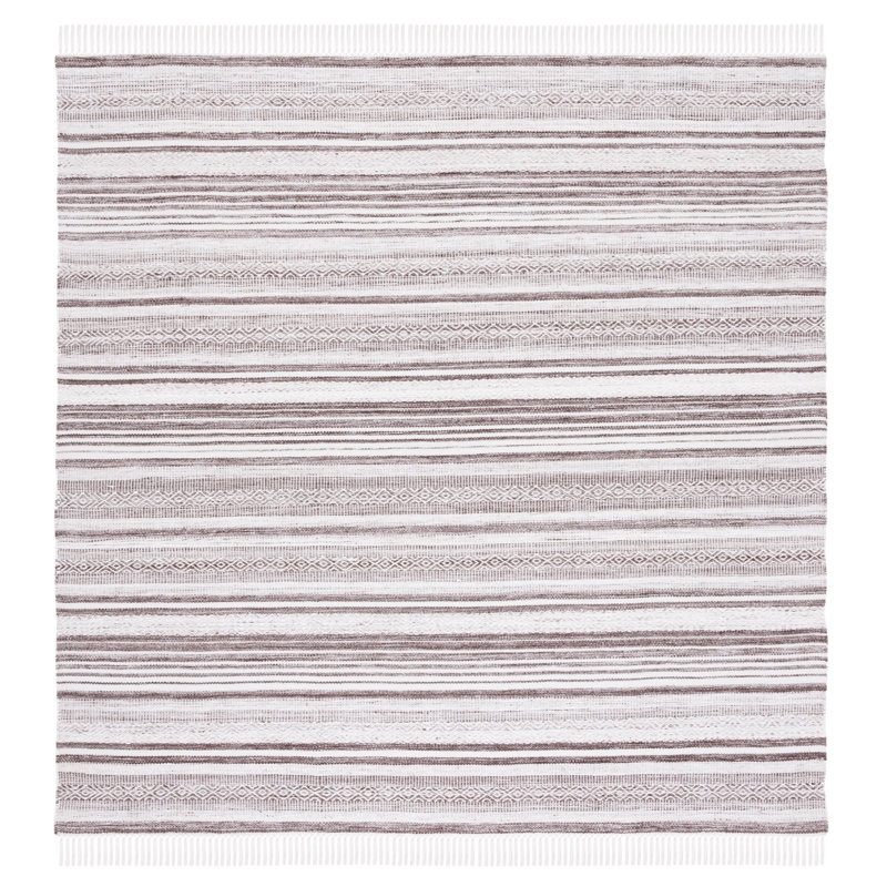 Striped Kilim Flat Weave Performance Striped Rug, Square 7'