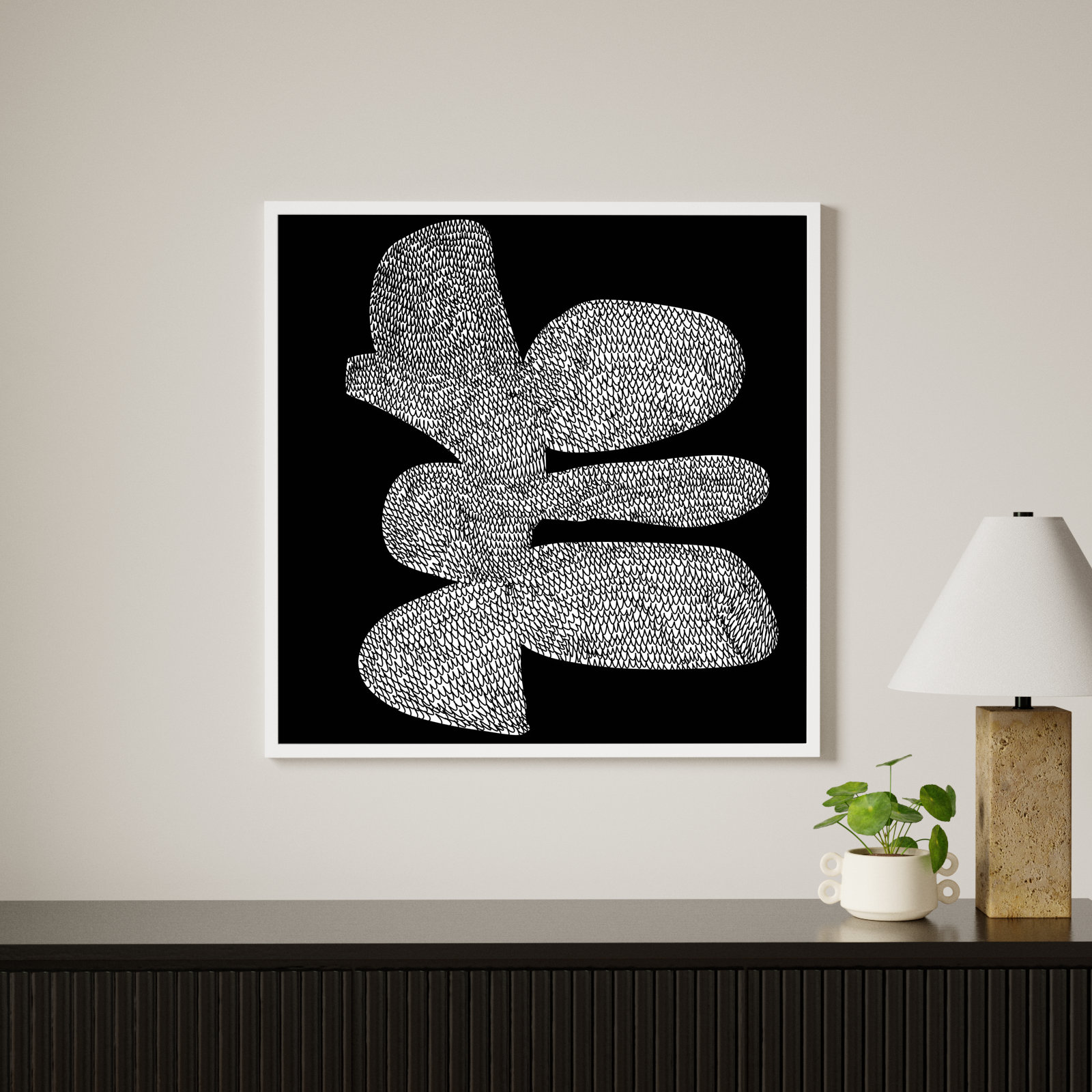 Bera "Craft" Print by Dan Hobday, White, 33" H x 33" W