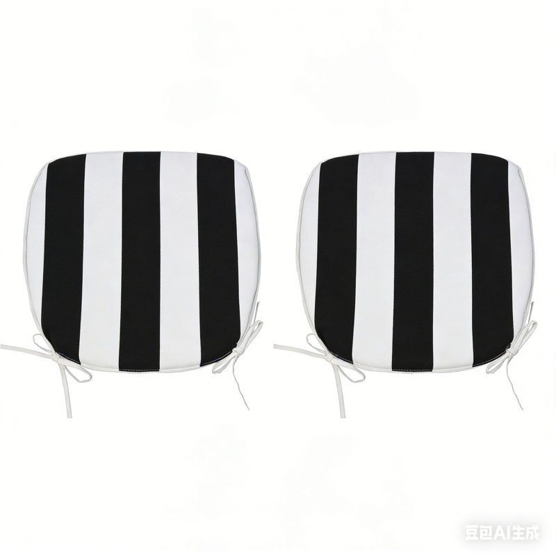 Outdoor Patio Chair Cushions, Black/White Striped, Polyester