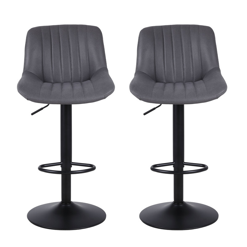 Moneika Height Adjustable Swivel Bar Stool & Counter Stool, Dark Grey, 2