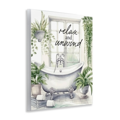 Relax Unwind Bath & Foliage Wall Plaque, design by Lettered and Lined