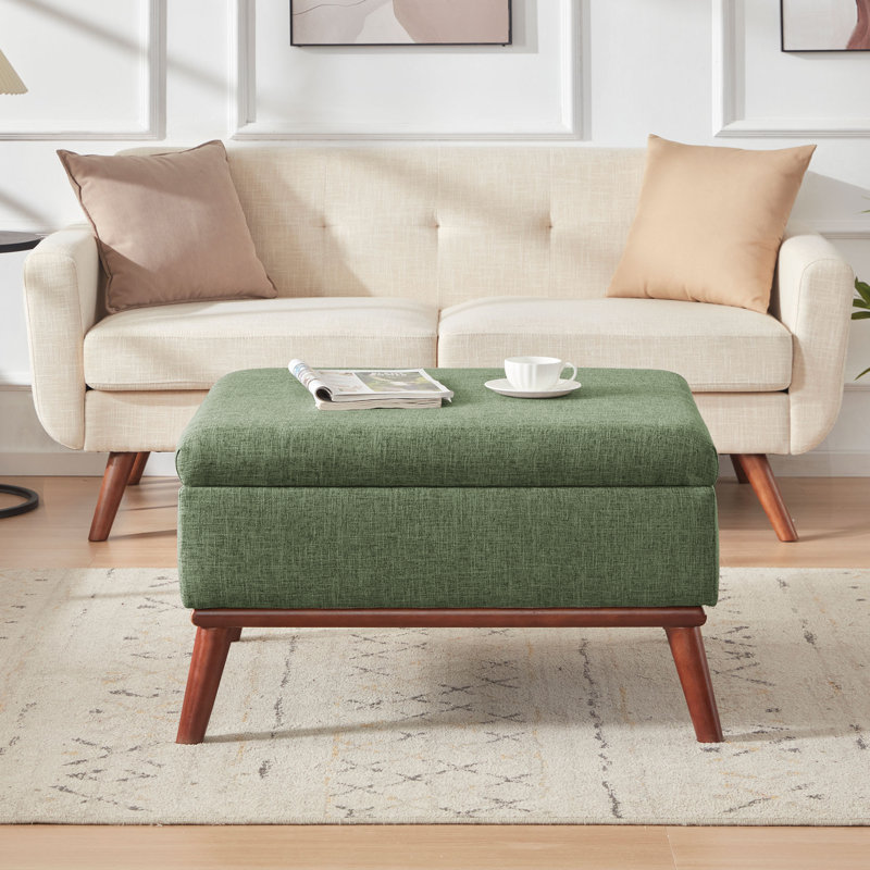 Jadier Upholstered Storage Ottoman, Green