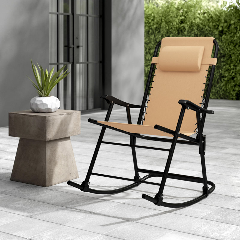 Chaise berçante d'extérieur en métal Barthelus, Beige
