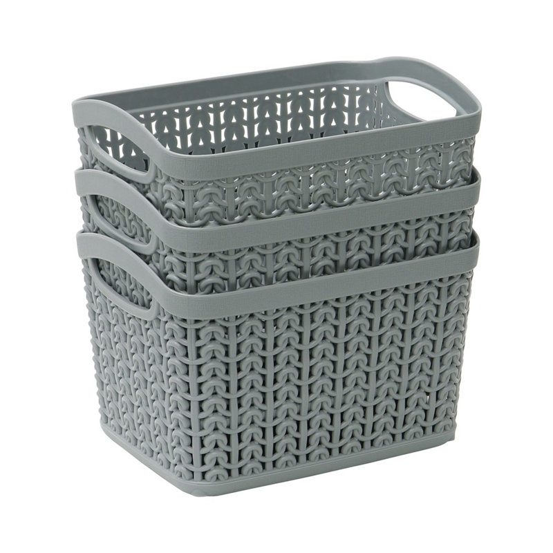 Knit Loop Storage Baskets, Grey