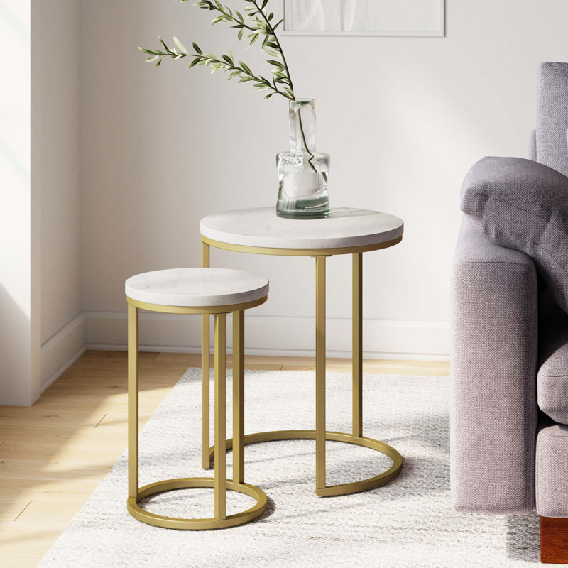  Tables gigognes Frame, Blanc / or