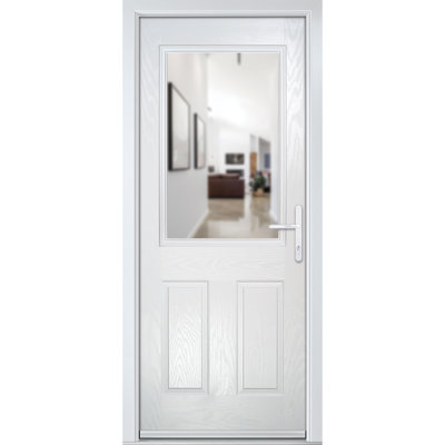 Crystal GRP Front door Back Door White 920mm x 2090mm Open in Left hand Clear Glass