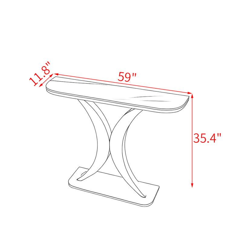 Console légère en métal de style luxueux., 35.4" H x 59" W x 11.8, Blanc, Noir