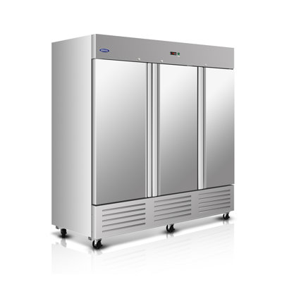 Réfrigérateur commercial ORIKOOL de 81 po à 3 portes de 72 pi³, réfrigérateur à porte en acier inoxydable avec thermostat numérique, réfrigérateur commercial certifié ETL pour cuisine de restaurant, argent