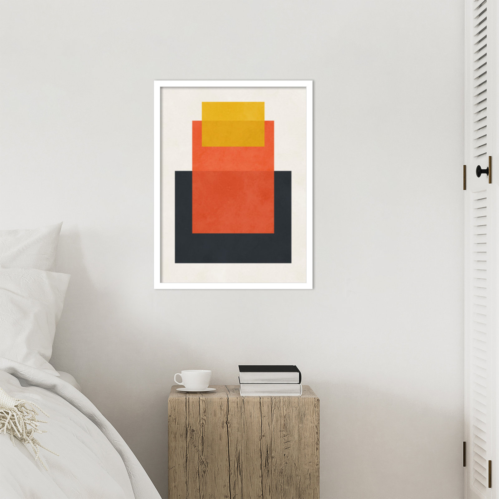 Overlapping geometry 10 by Norvin Wood Framed Wall Art Print, Brown/Orange, White, 25" H x 19" W
