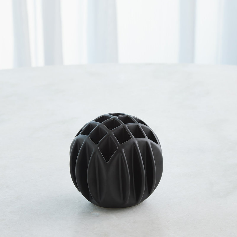 Bub Ball Vase-Matte Black-Lg, 5" H x 5.25" W x 5.25 D