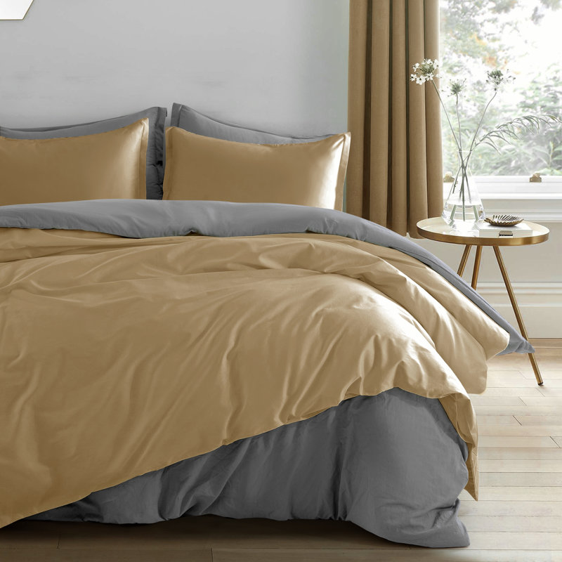 Ensemble de housse de couette 400T, Housse de couette grand + 2 grandes taies décorat, Orange