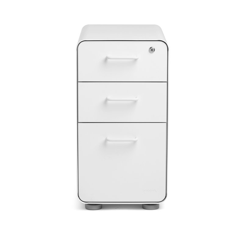  Stow Slim 3-Drawer Cabinet, Without Caster, Without Caster, White