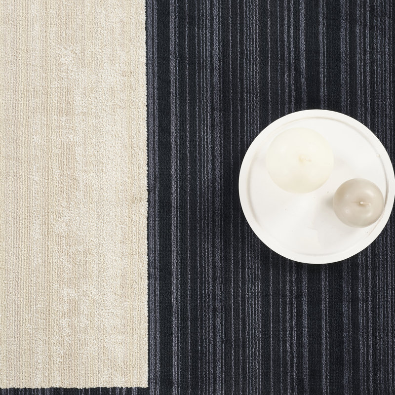 Abani Rugs Austin AUS110A Modern Black Ivory Navy Block Checkered Contemporary Area Rug, Rectangle 7'9" x 10'