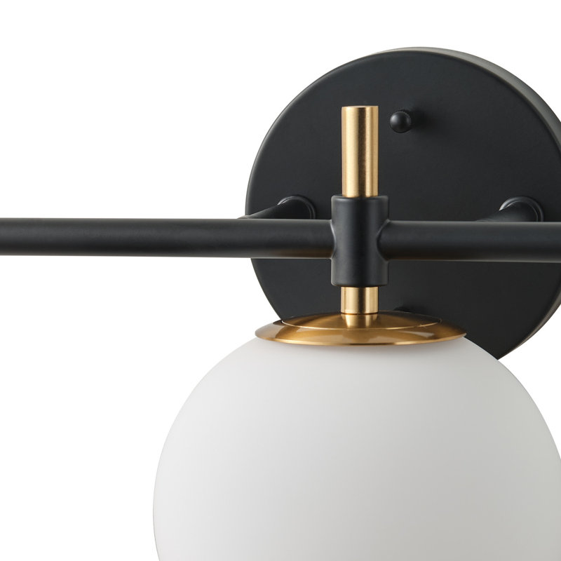 3-Light Black Metal Vanity Light with Glass Shades, E12 Base, Dimmable UL Certified Bathroom Wall Fixture