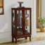 Vitrine en bois de cerisier avec tablettes réglables et miroir de style classique-801617156