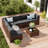 Treyshun 7 Piece Wicker Outdoor Modular Sectional Seating Group with Optional Fire Pit Table-728881970-676687682