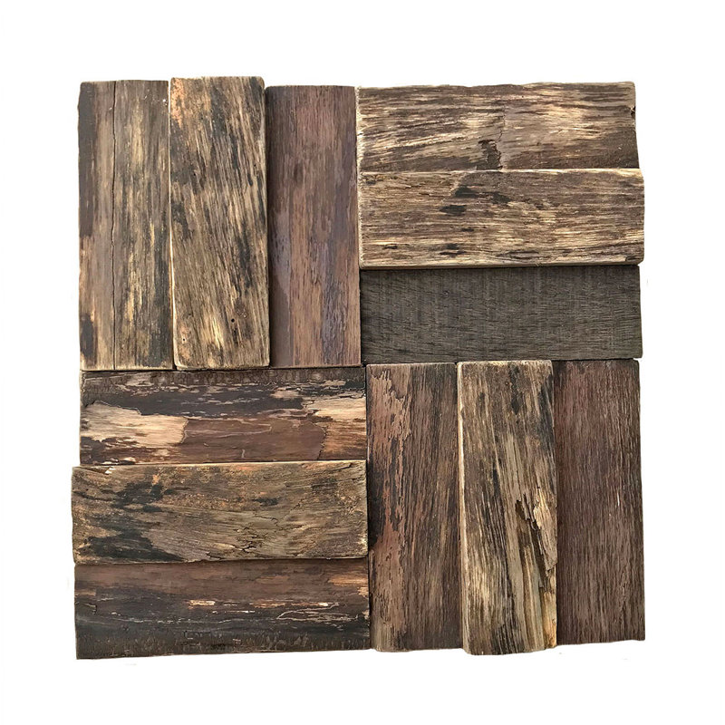 Carreau de mosaïque en bois Boca Boat 11 11/8 "x H 11 7/8" x P 3/4 ", finition naturelle (paquet de 11)