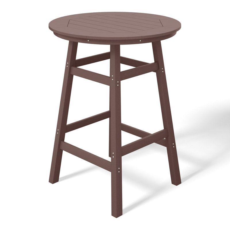 Table de bar d'extérieur ronde 35 po Laguna, 42'' H x 35" W x 35" D, Brun