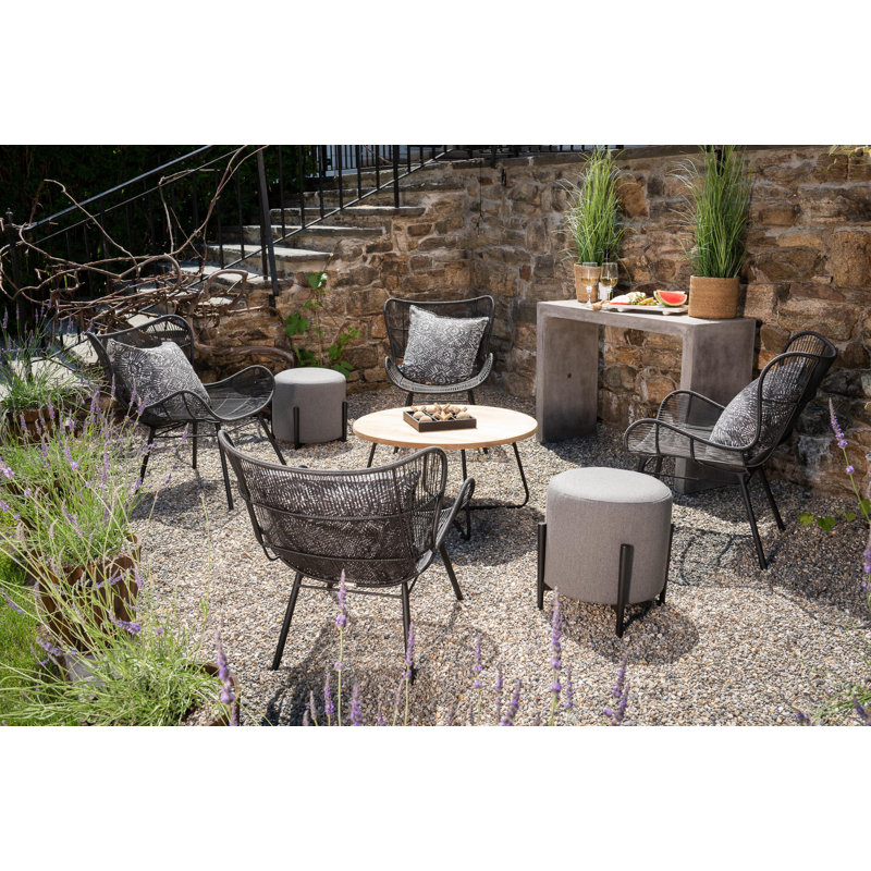 Pouf Outdoor Ottoman, Canvas Navy Sunbrella® Canvas