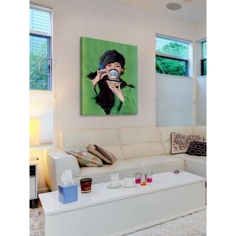 «Elegant Lady Dr potable Cup of Tea», reproduction sur toile tendue, H 52 po x l 40 po