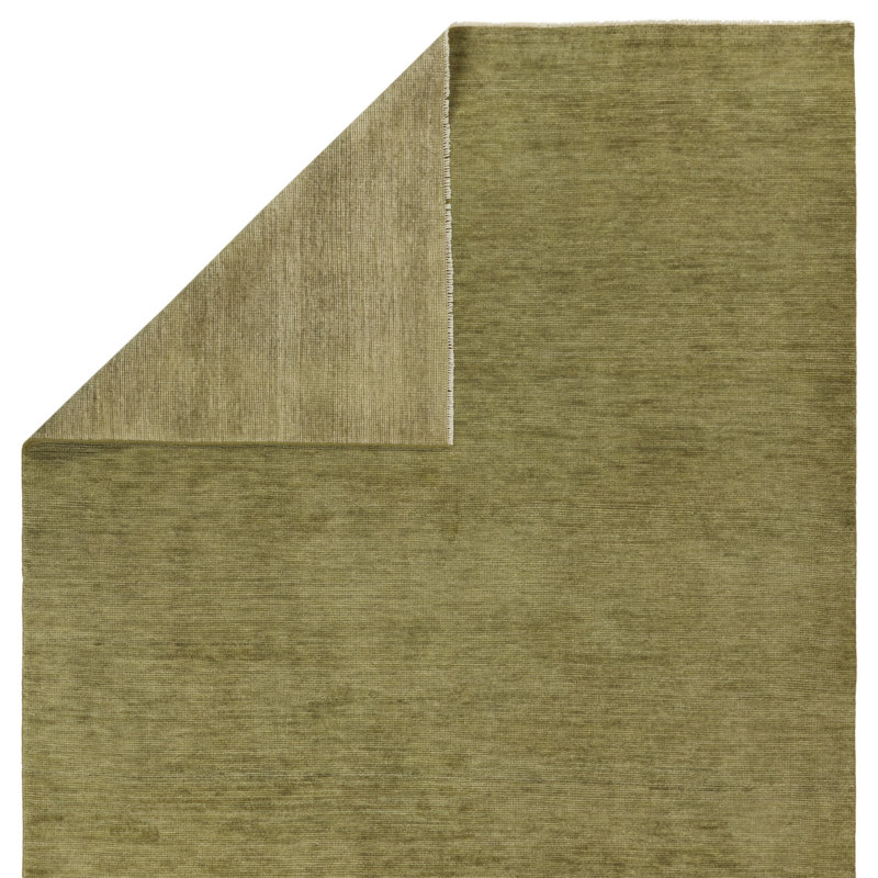 Jaipur Living Origin SAG16 Handknotted Solid Olive Green Area Rug (10'x14'), Rectangle 6' x 9'