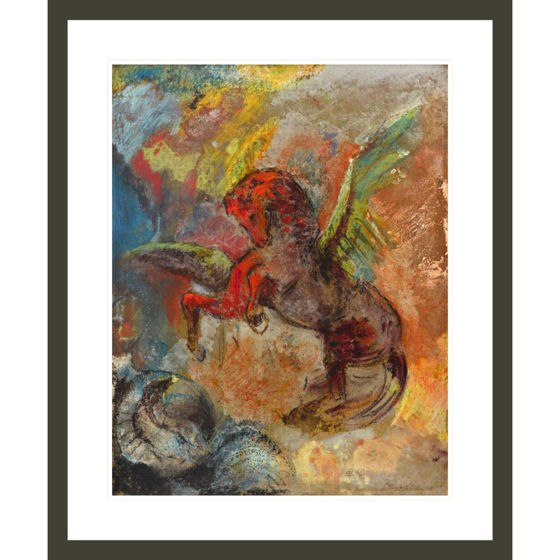 «Pegasus and Hydra» par Odilon Redon, impression giclée sur cadre, H 28,33 po x l 23,5 po