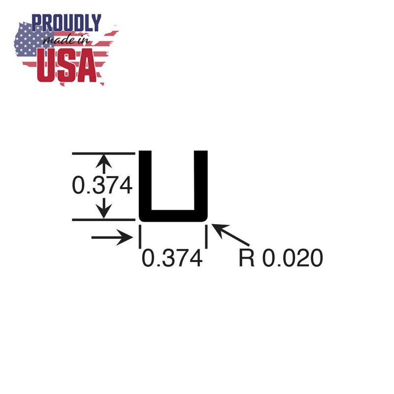 Outwater Alu782-M Base en U 3/8 po Base 1/16 po Aluminium U Channel C Longueur de 72 po (paquet de 18 pièces)