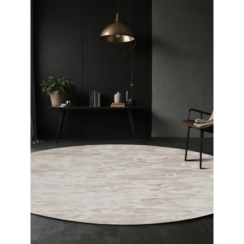 Machine Washable Beige Area Rug GSIX03584, Round 3'